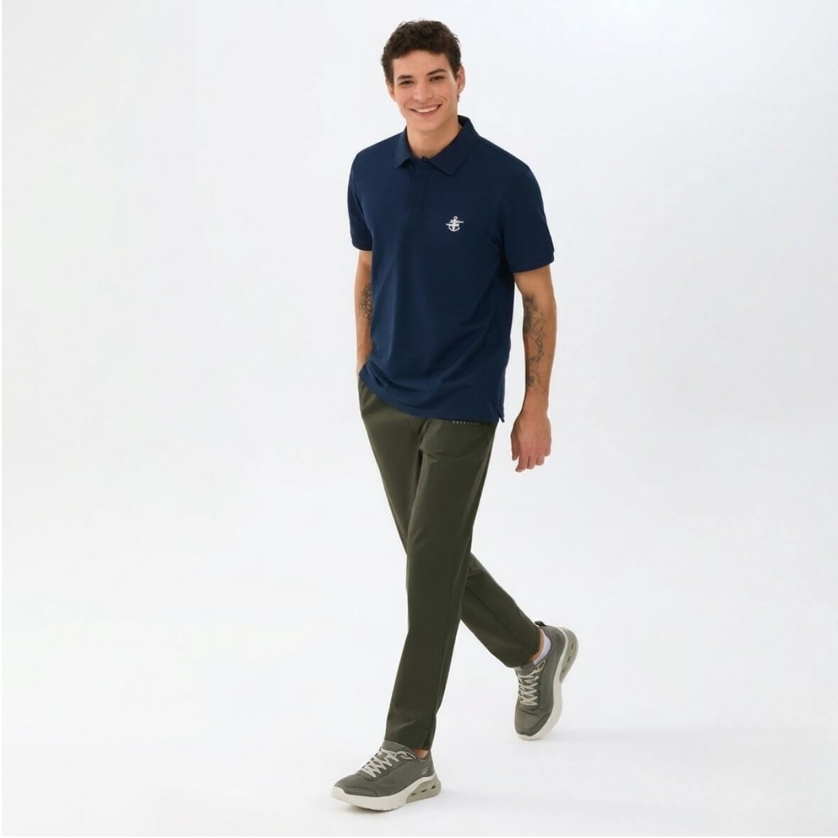 Skechers M Logo Printed Polo T-Shirt S2610085-0505 Erkek T-Shirt - Lacivert