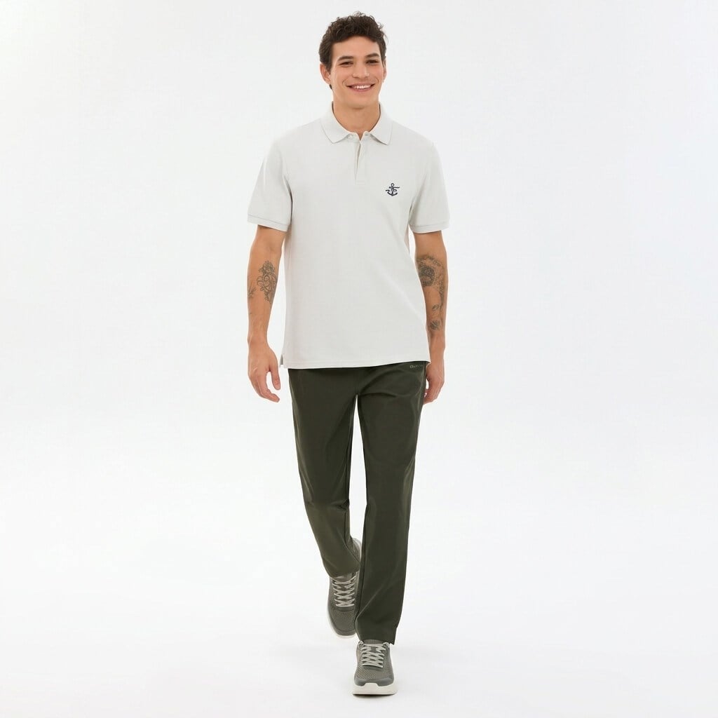 Skechers M Logo Printed Polo T-Shirt S2610085-4036 Erkek T-Shirt - Ekru