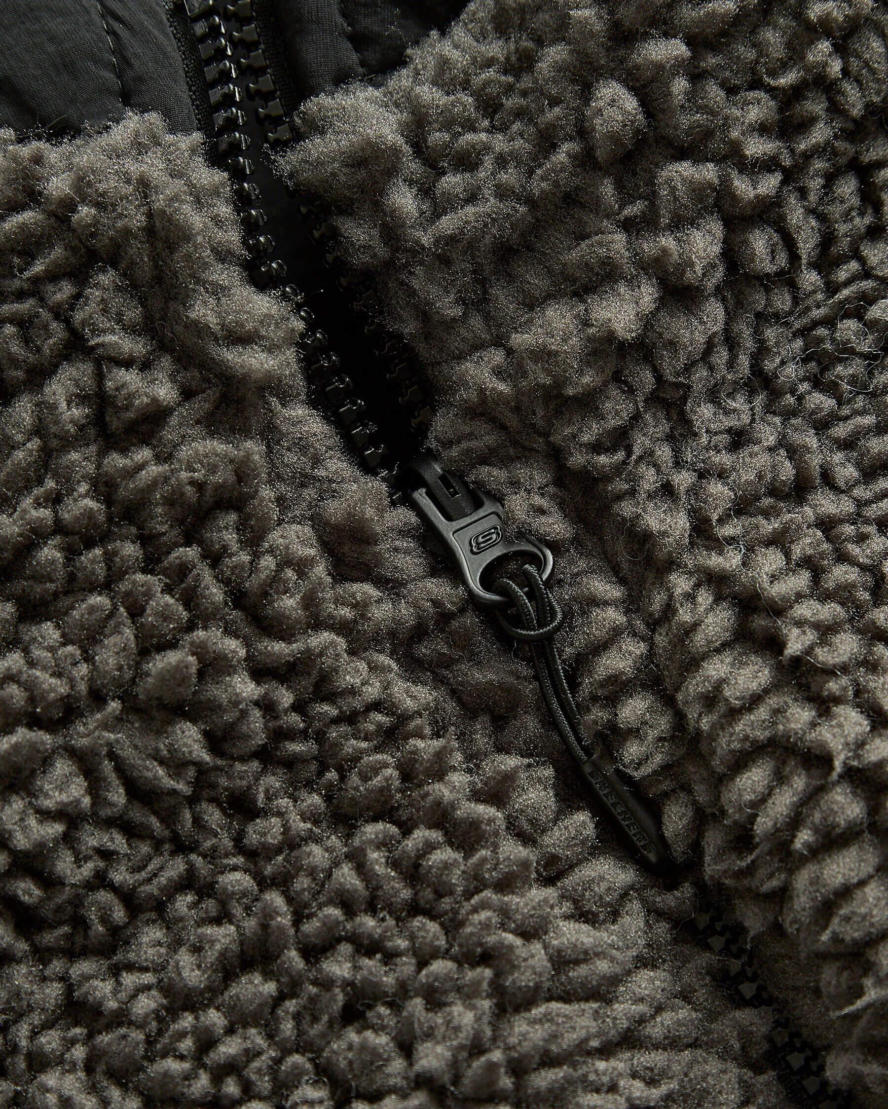 Skechers M Outdoor Fleece Reversible Full Zip Sherpa Polar S242252-003 Kapüşonlu Erkek Mont - Antrasit / Siyah