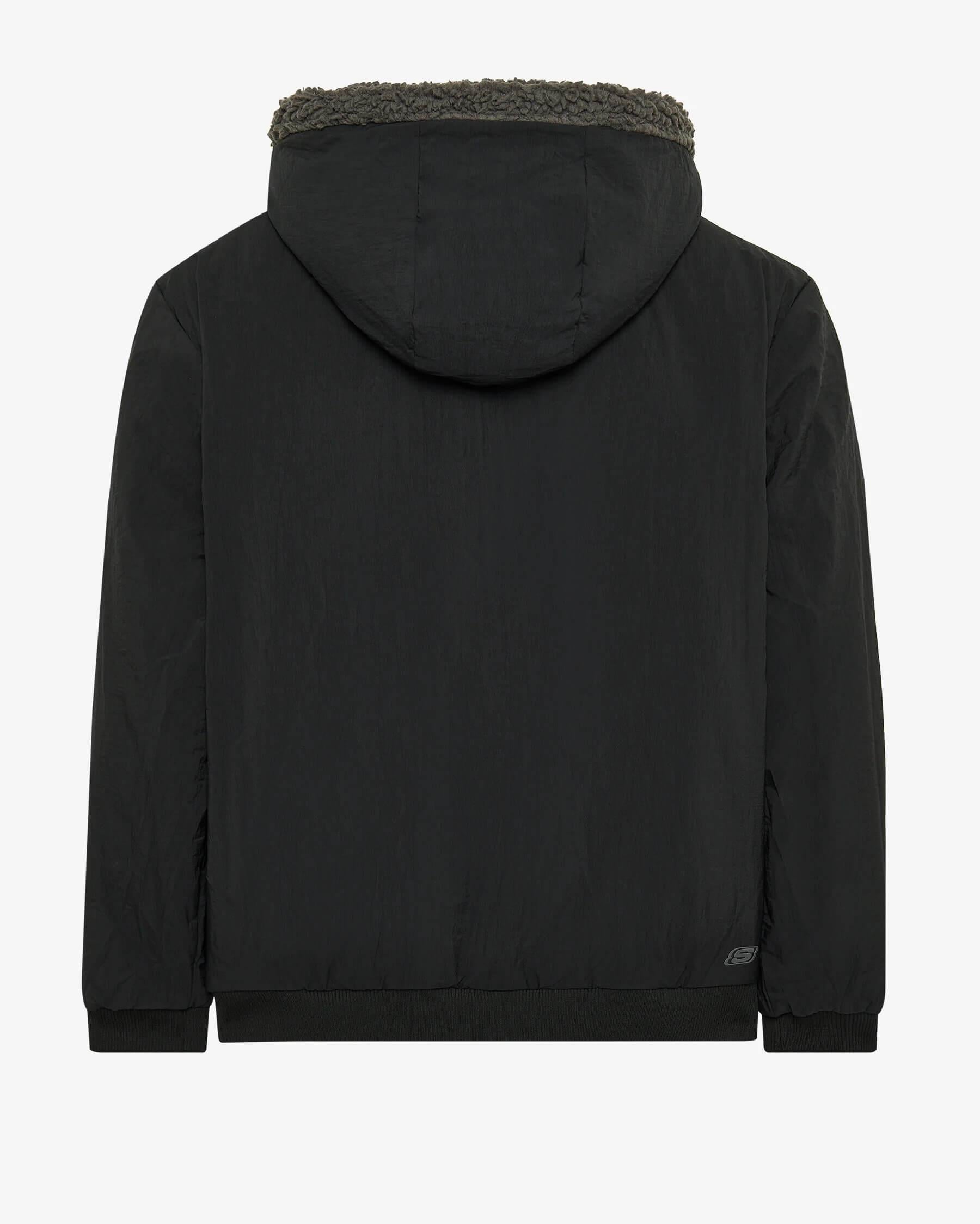 Skechers M Outdoor Fleece Reversible Full Zip Sherpa Polar S242252-003 Kapüşonlu Erkek Mont - Antrasit / Siyah