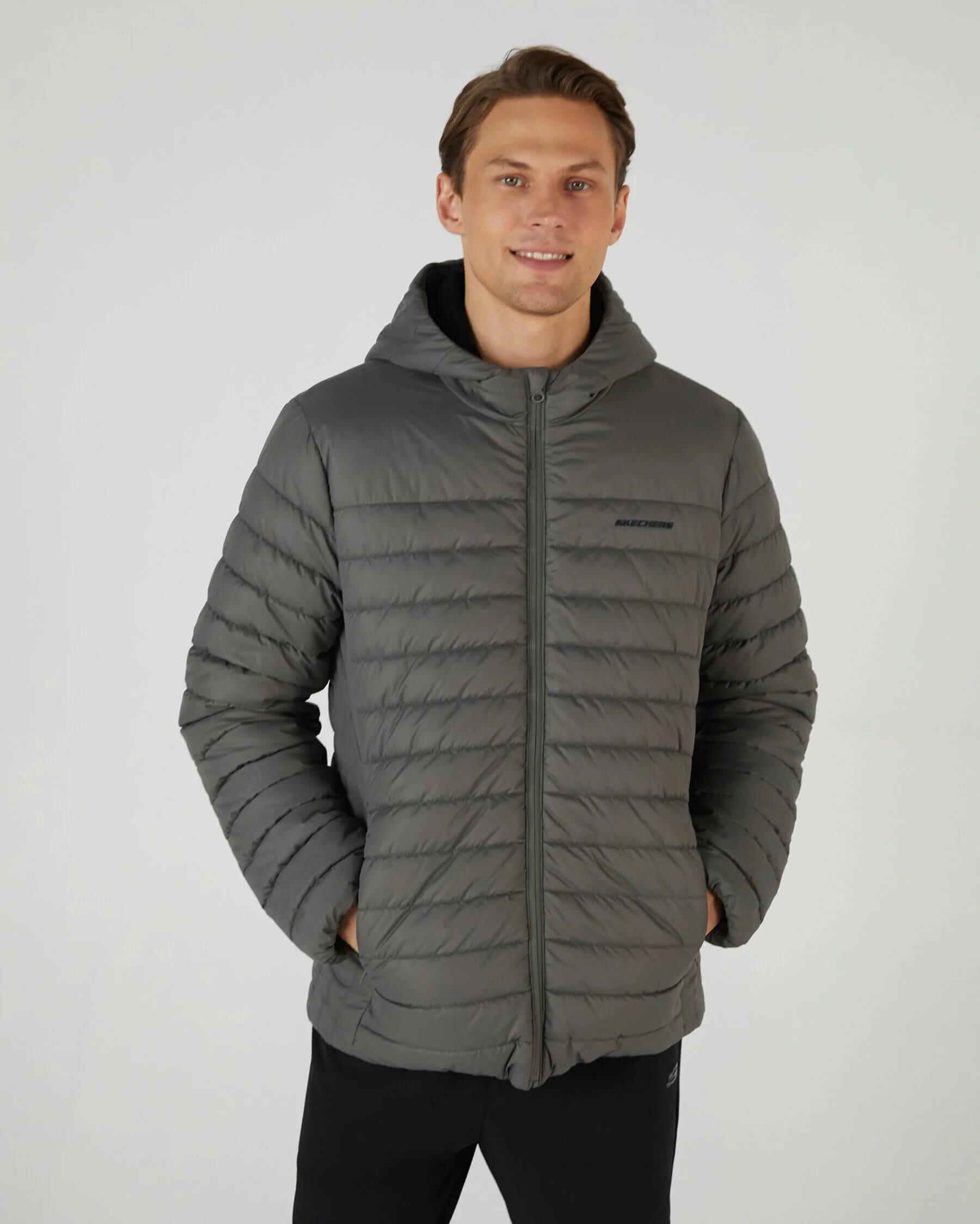 Skechers M Outwear Polar Lining Padded Jacket S242095-003 Kapüşonlu Erkek Mont - Antrasit