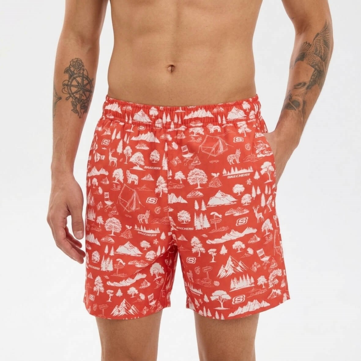 Skechers M Swimwear 5 Inch Swimshort S2610132-0120 Erkek Deniz Şortu - Kırmızı