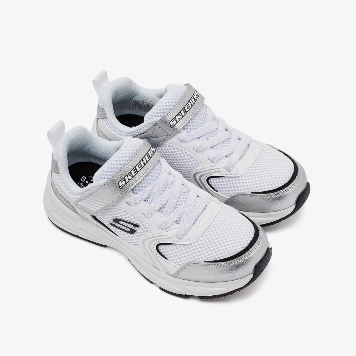 Skechers Retro-Graph 303692L WSL Çocuk Spor Ayakkabı - Beyaz / Gümüş