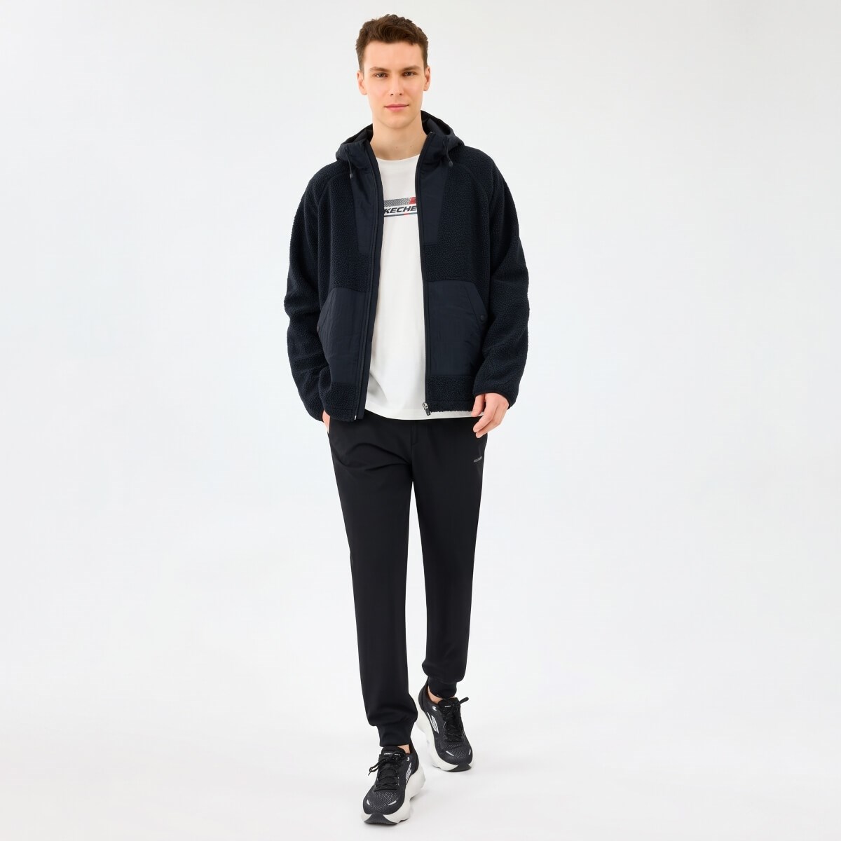 Skechers Skech Sherpa Fusion Full Zip Jacket  S2520131-3817 Erkek Ceket - Siyah