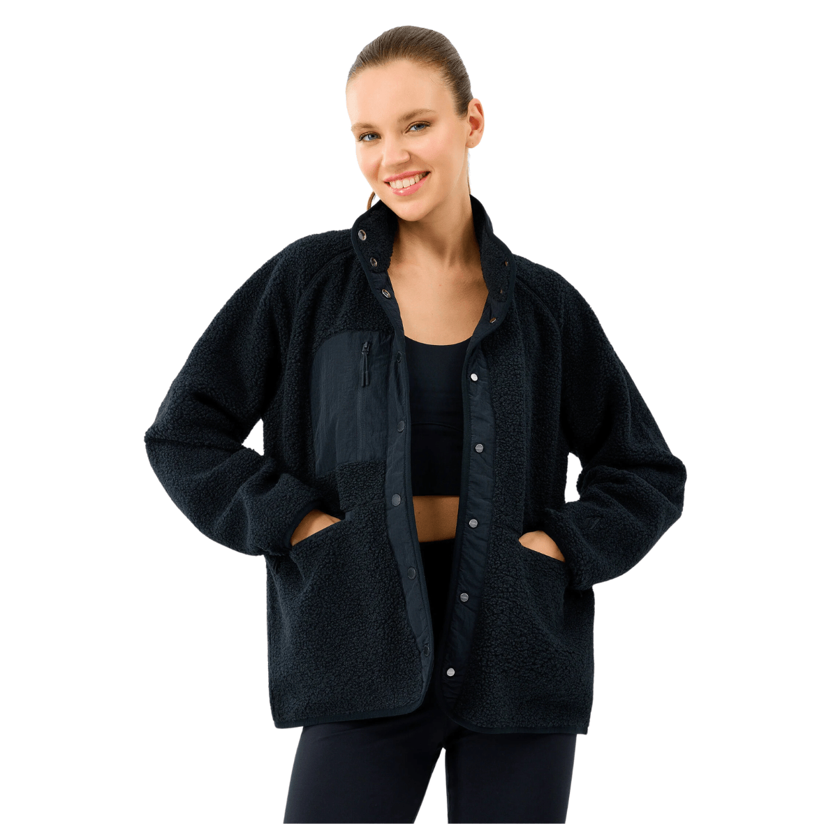 Skechers Skech Sherpa Fusion Pull Over Jacket S2520218-3817 Kadın Mont - Siyah