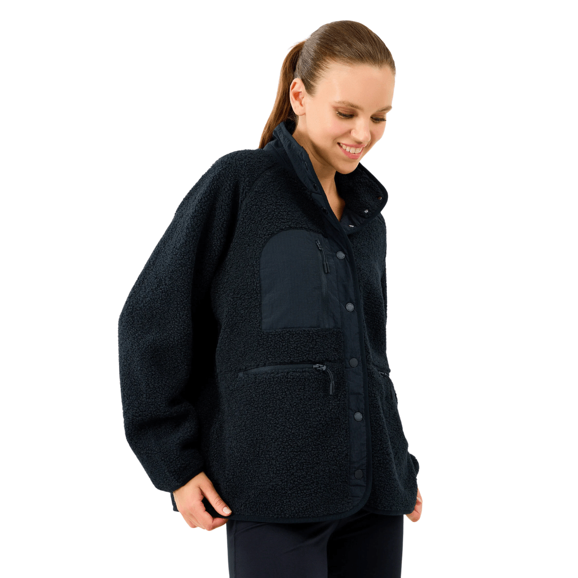 Skechers Skech Sherpa Fusion Pull Over Jacket S2520218-3817 Kadın Mont - Siyah