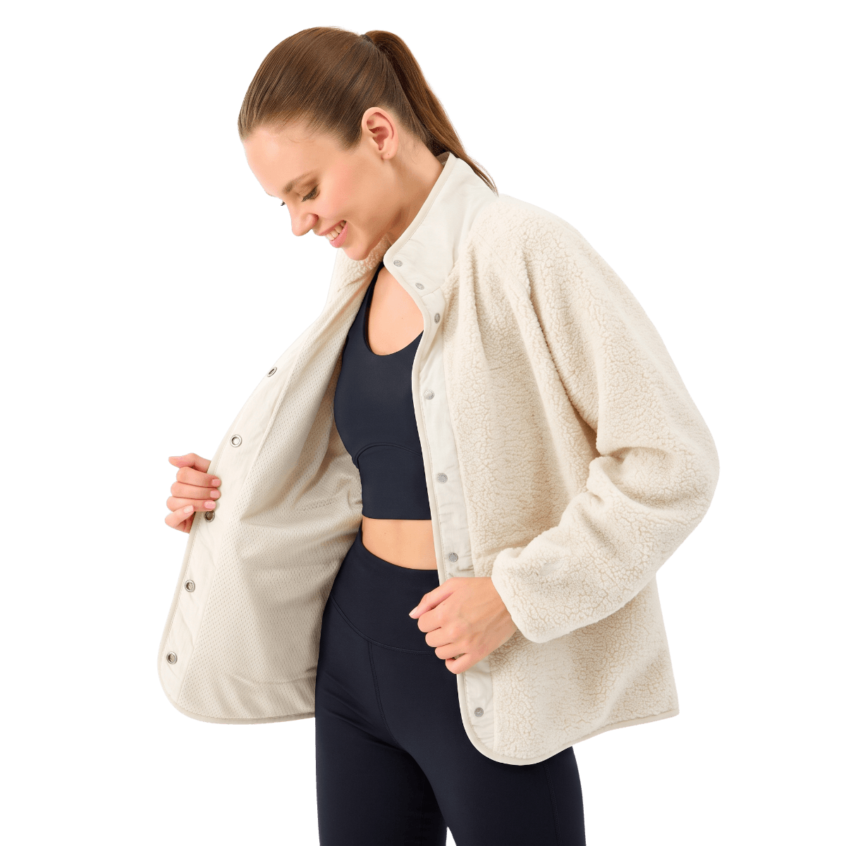 Skechers Skech Sherpa Fusion Pull Over Jacket S2520218-3855 Kadın Mont - Beyaz