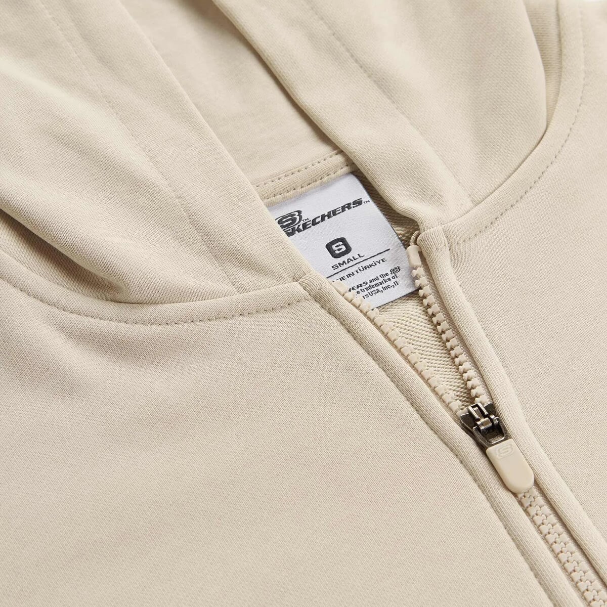 Skechers Skech Sweats Essential Full Zip Sweatshirt S2610016-1457 Kapüşonlu Kadın Sweatshirt - Krem
