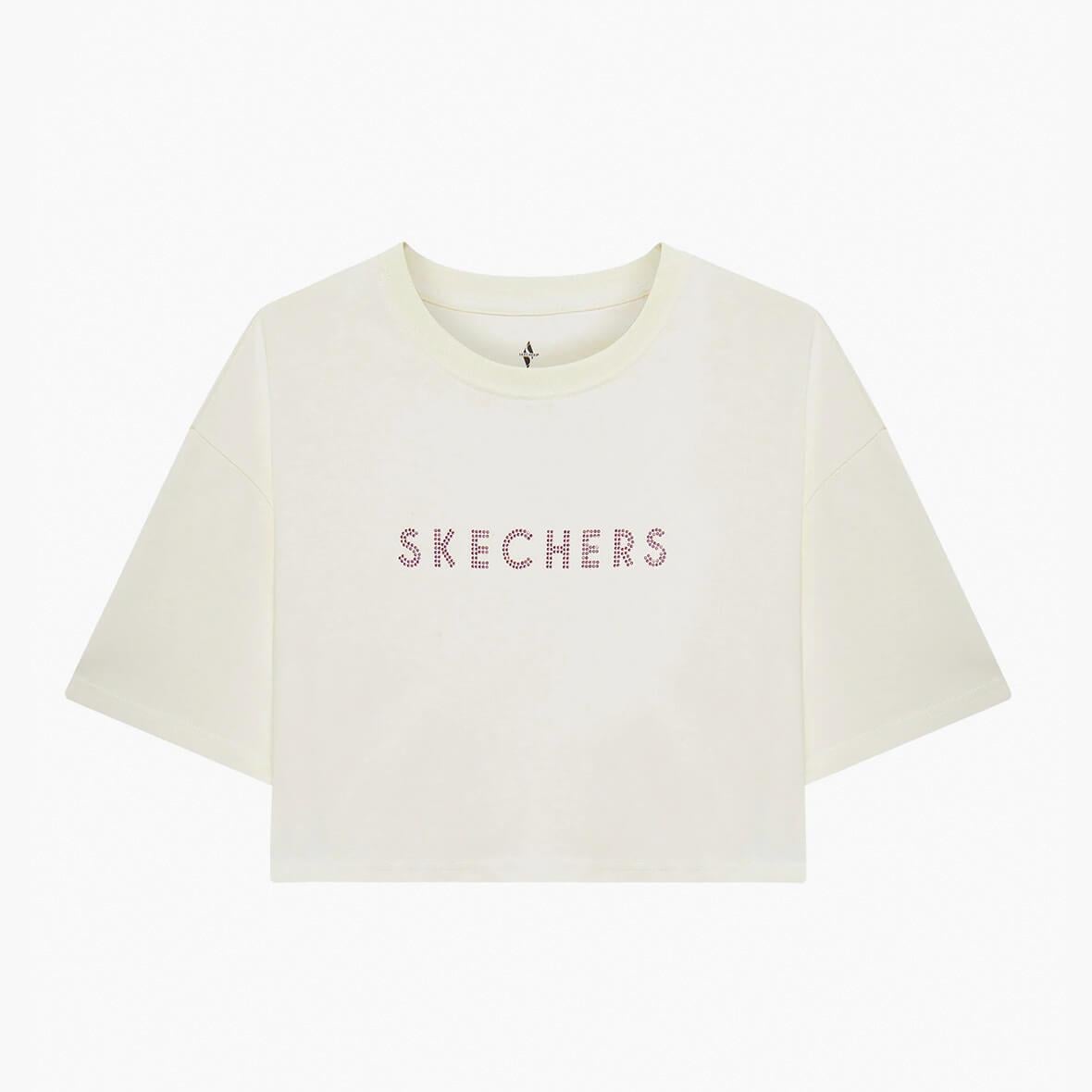 Skechers W Crop Fit Graphic Tee S2510147-102 Kadın T-shirt - Ekru