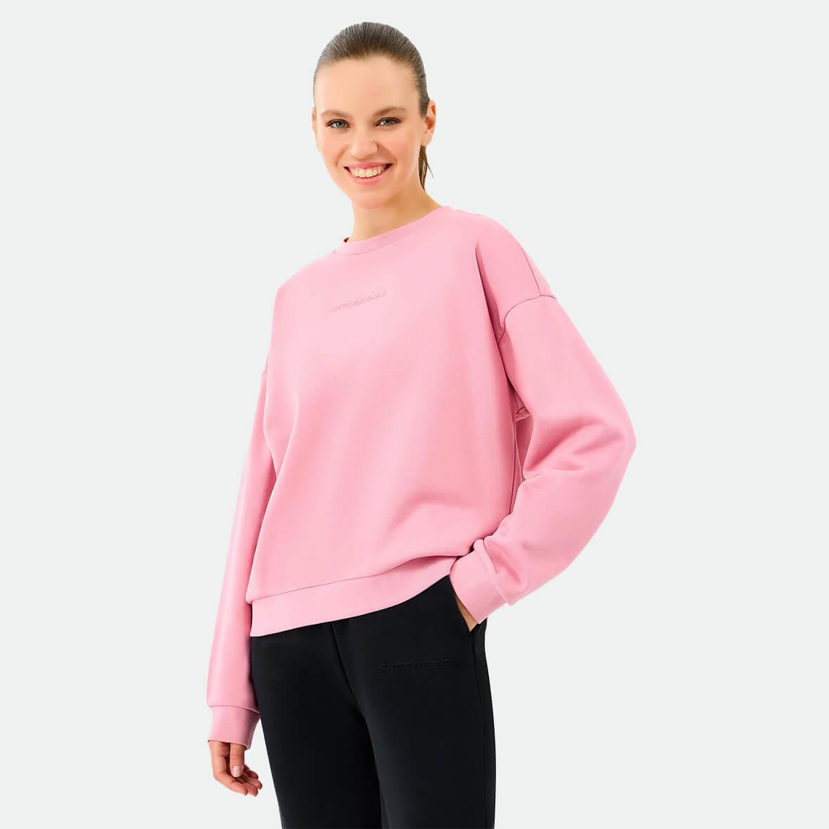 Skechers W Essential Crew Neck Sweatshirt S2610011-0744 Kadın Sweatshirt - Pembe