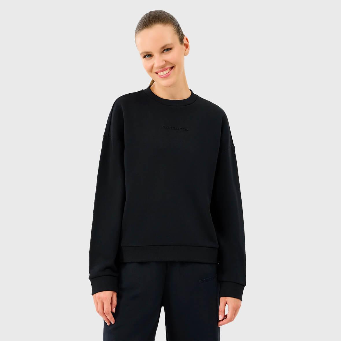 Skechers W Essential Crew Neck Sweatshirt S2610011-3817 Kadın Sweatshirt - Siyah