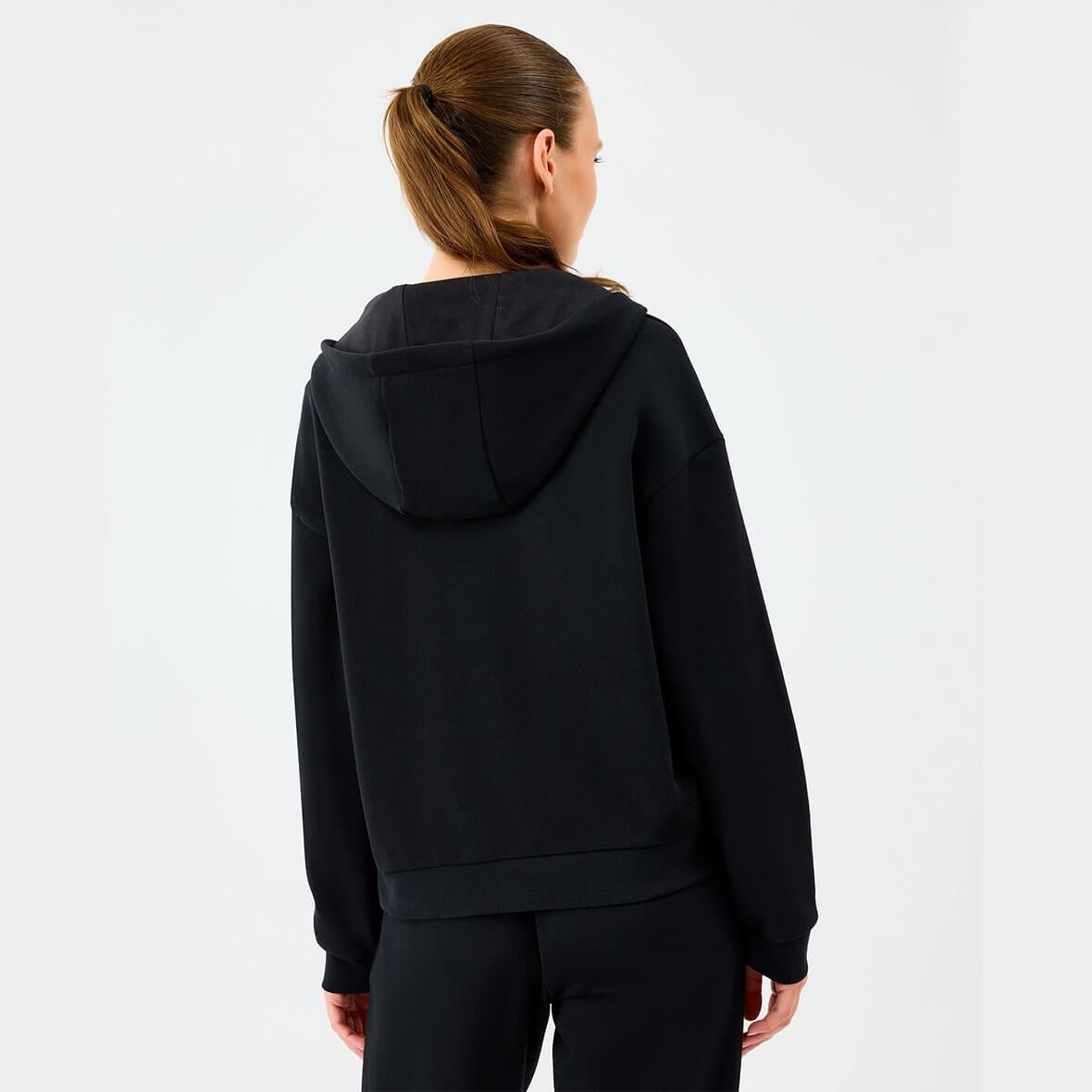 Skechers W Essential Full Zip Sweatshirt S2610016-3817 Kapüşonlu Kadın Sweatshirt - Siyah