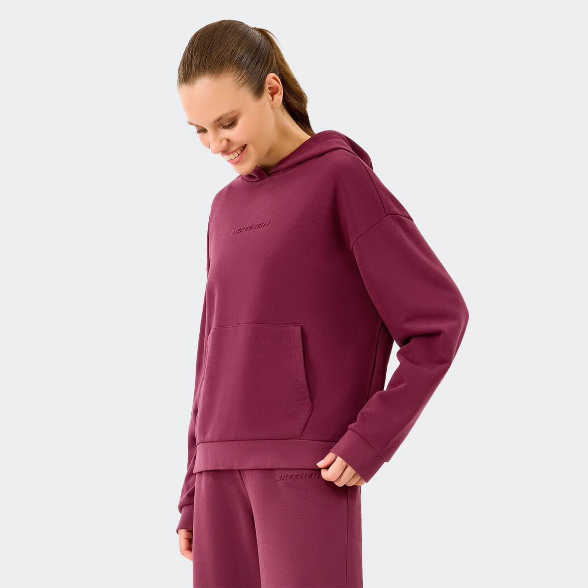 Skechers W Essential Hoodie Sweatshirt S2610013-3877 Kapüşonlu Kadın Sweatshirt - Bordo