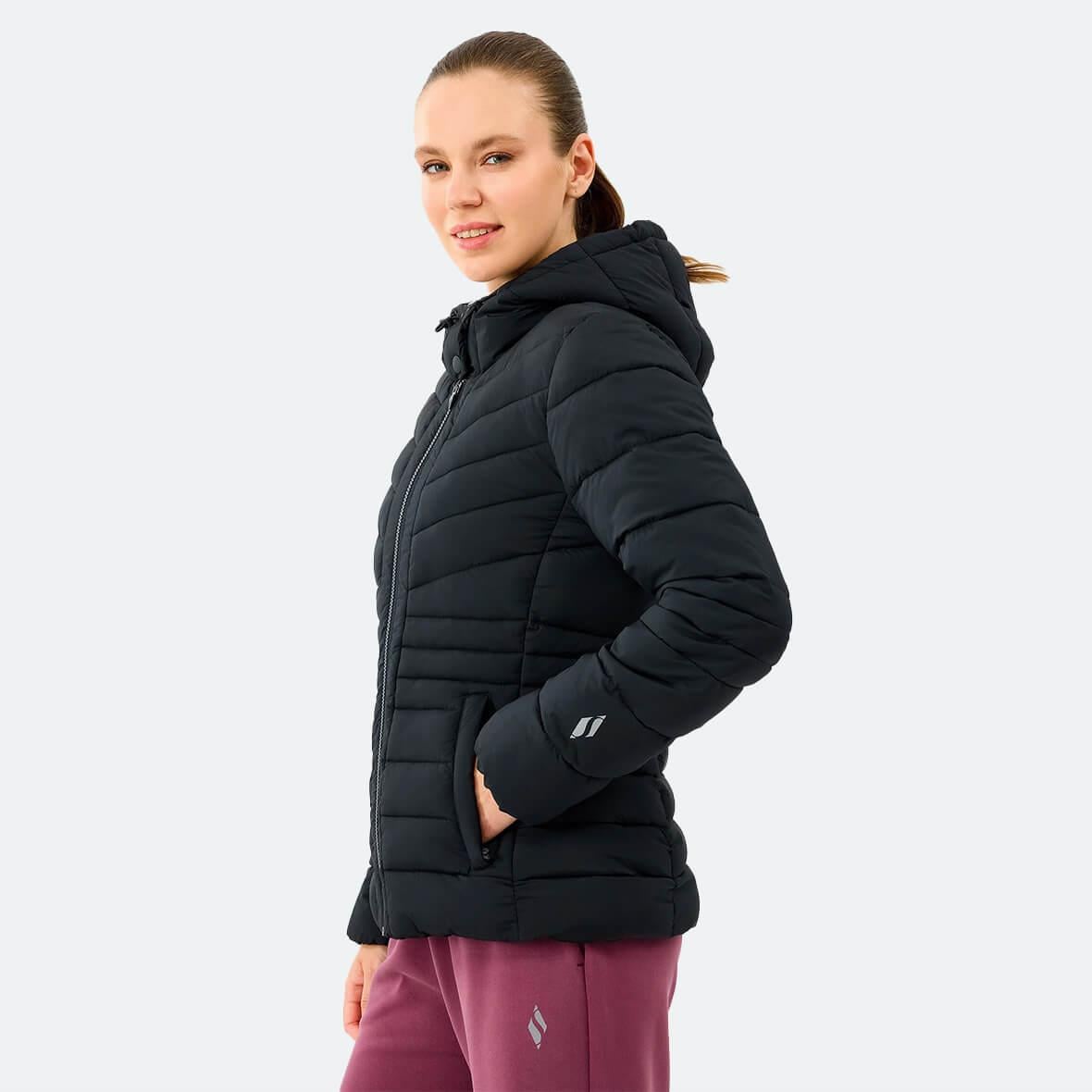 Skechers W Fitted Hoodie Puffer Jacket S2520203-3817 Kadın Mont - Siyah