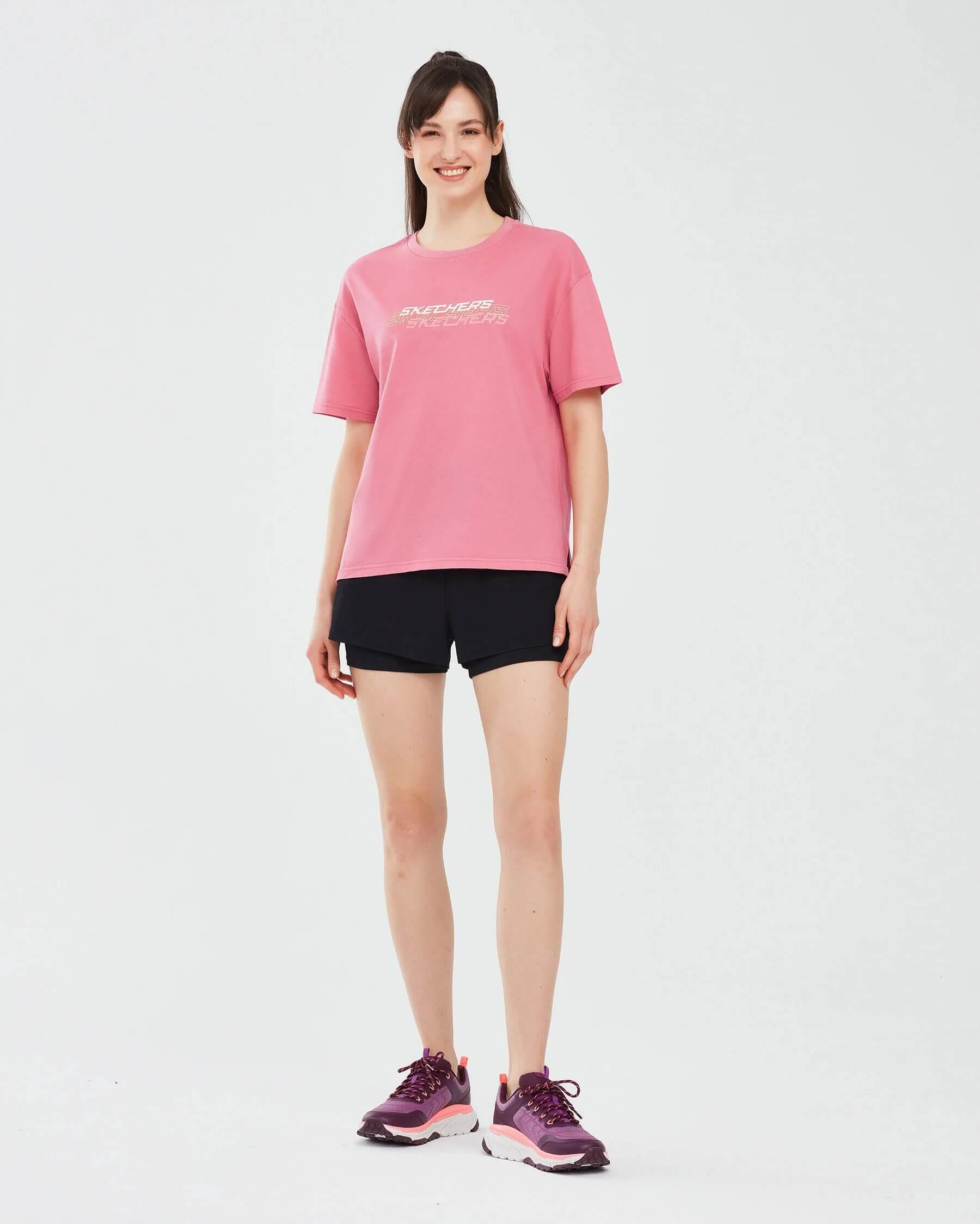 Skechers W Graphic Tee Crew Neck S241199-590 Kadın T-shirt - Pembe