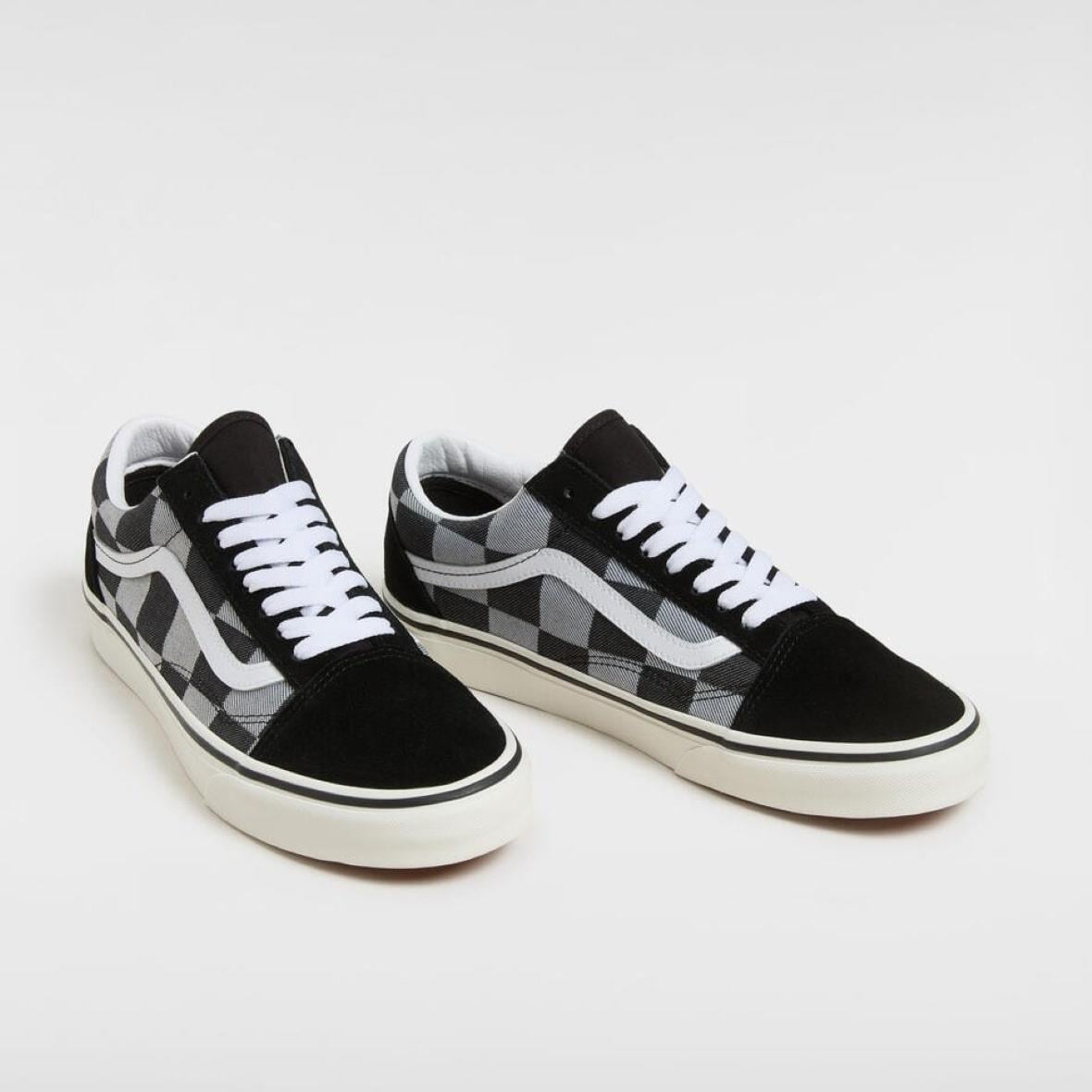 Vans Old Skool Erkek Ayakkabı - Mono Checkerboard Siyah 