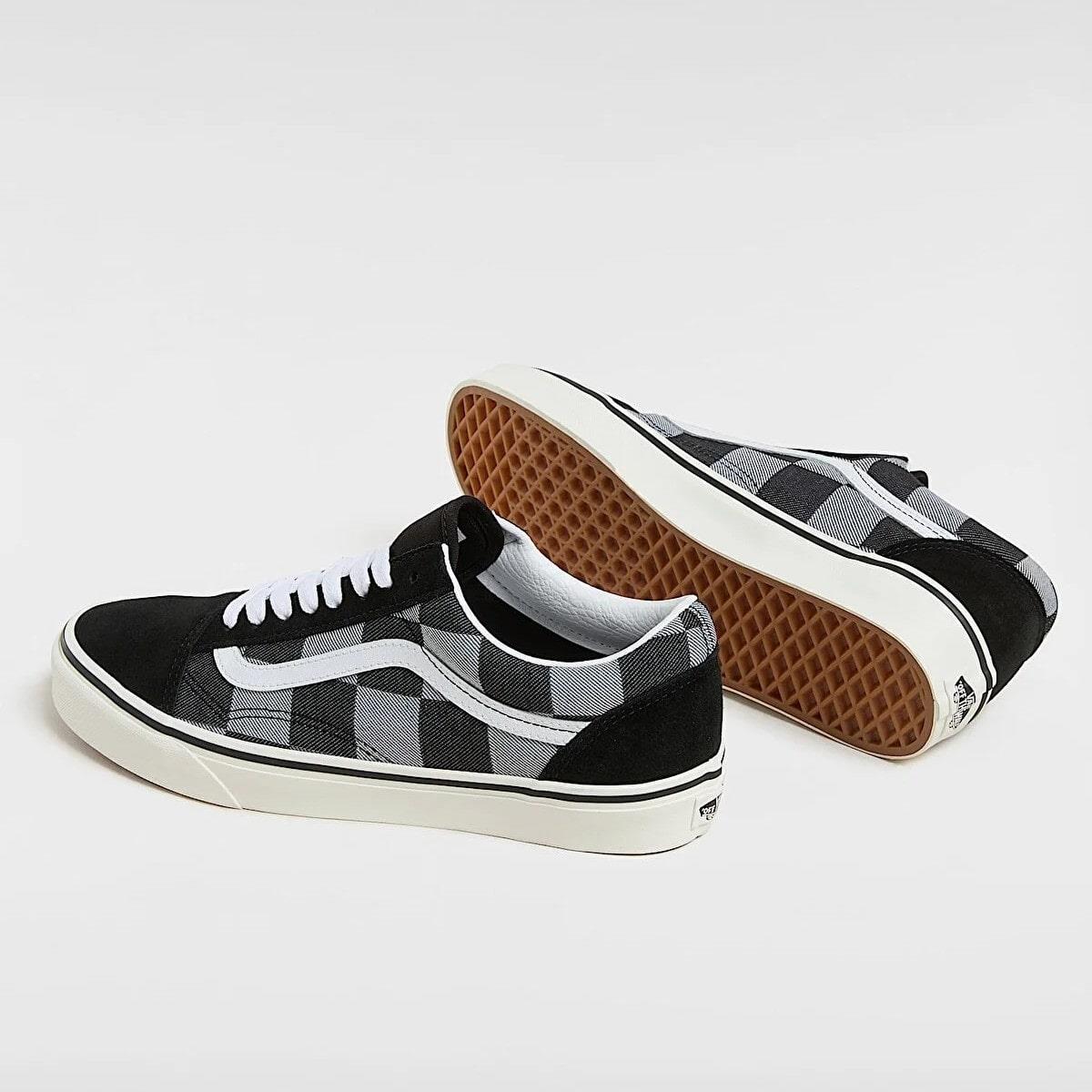 Vans Old Skool Erkek Ayakkabı - Mono Checkerboard Siyah 