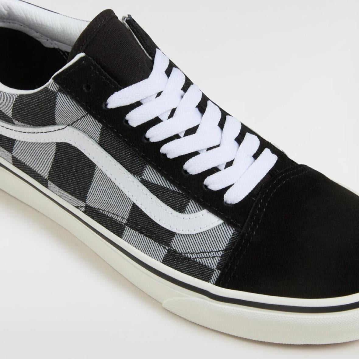 Vans Old Skool Erkek Ayakkabı - Mono Checkerboard Siyah 