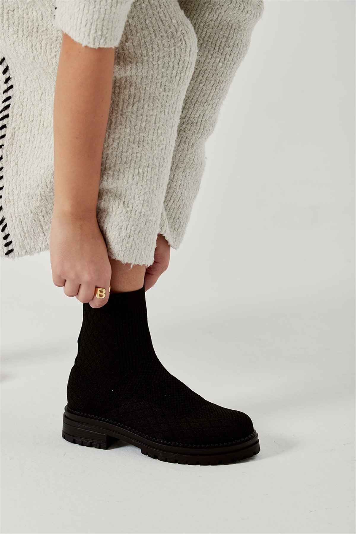 Dems Kadın Triko Günlük Bot Siyah