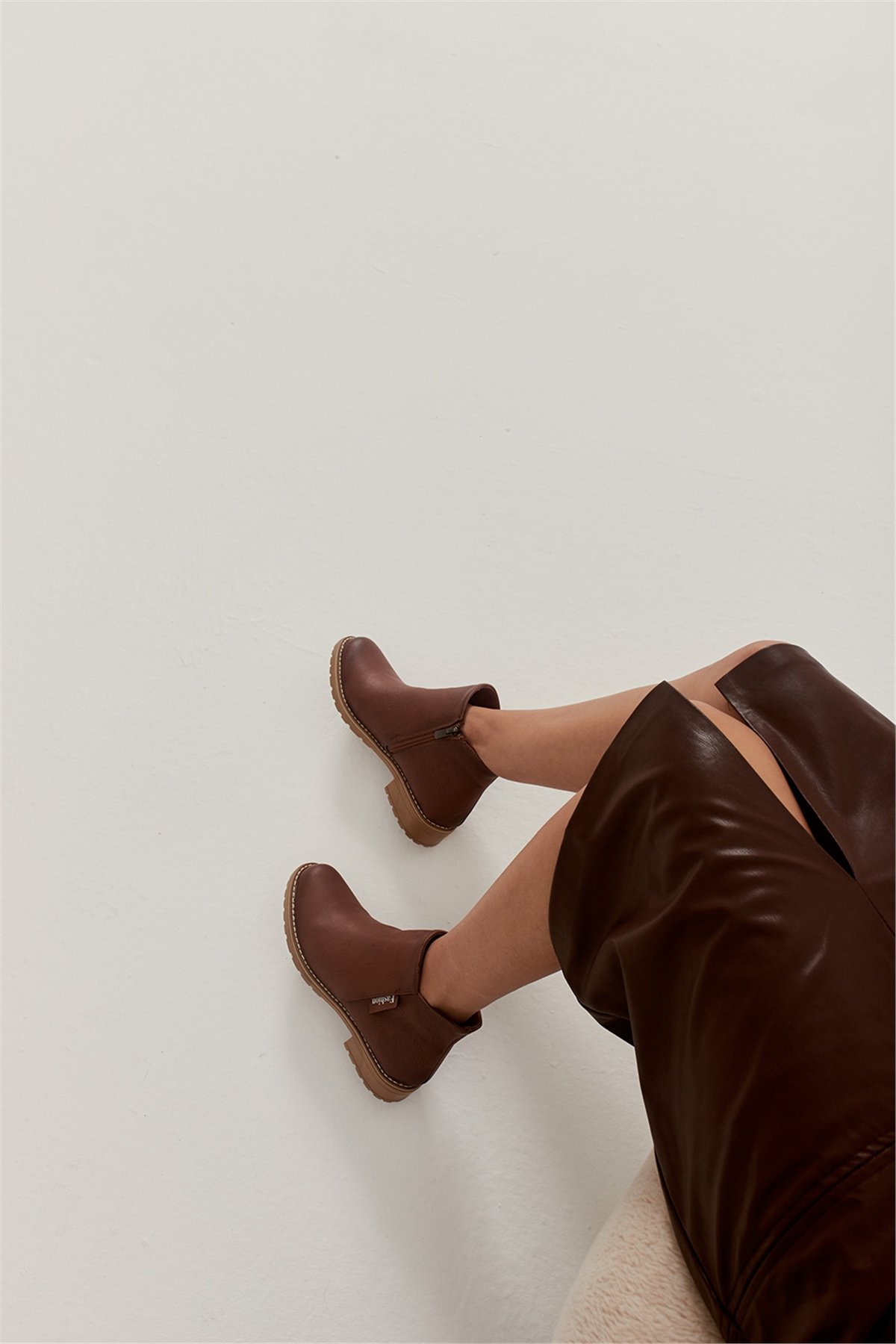 Hire Kadın  Düz Bot Taba Deri