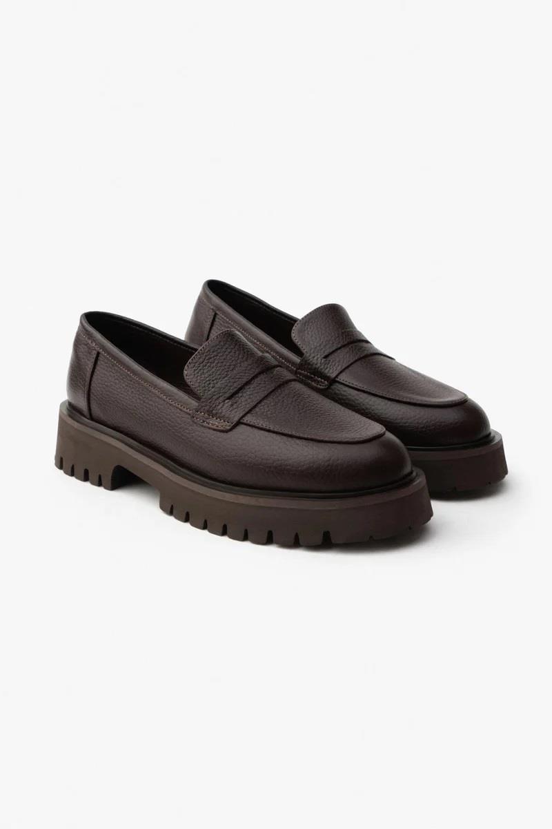 Laurea Kadın Hakiki Deri Günlük Loafer Kahve Deri