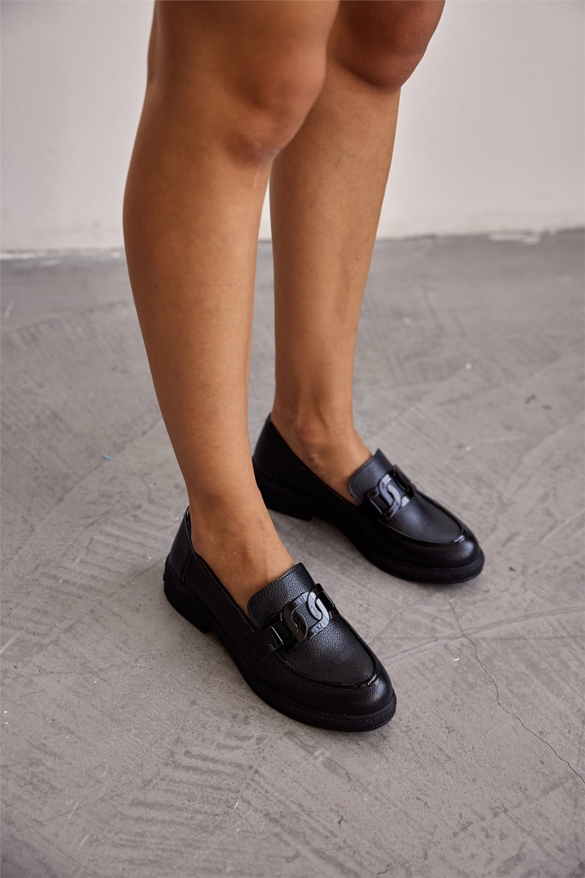 Medrod Kadın Loafer  Siyah Deri