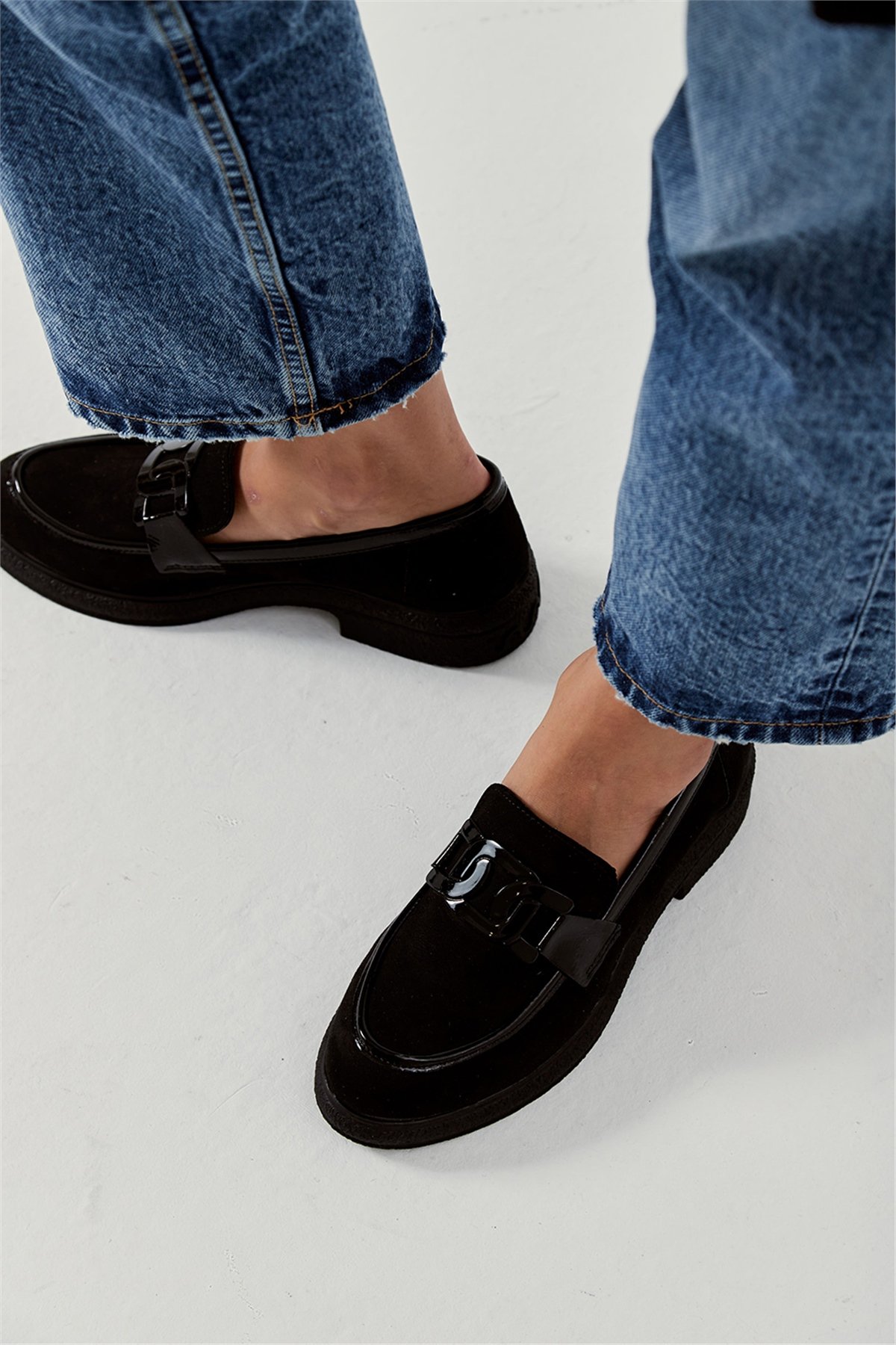 Medrod Kadın Loafer  Siyah Süet