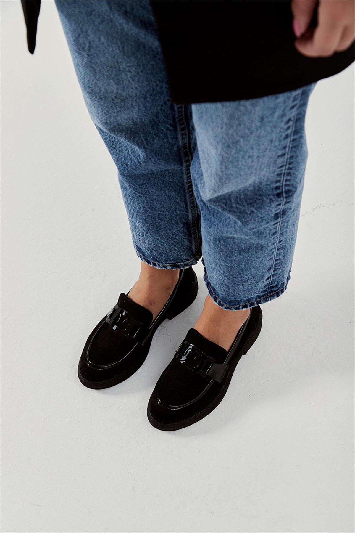 Medrod Kadın Loafer  Siyah Süet