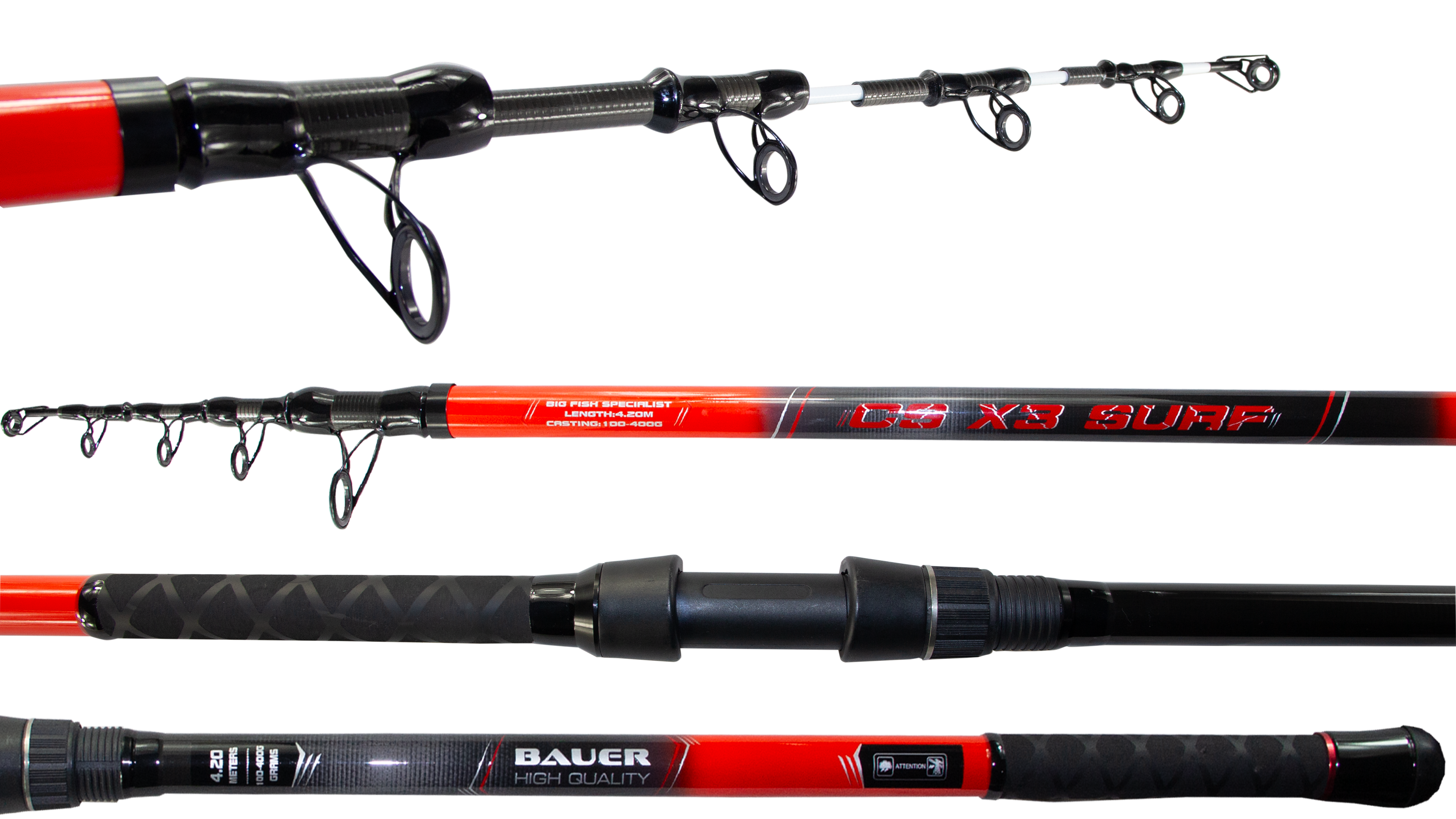 Bauer CS X  3 420cm 100-200 Gr Surf Kamışı BAUERbcsx3YAŞAR AV