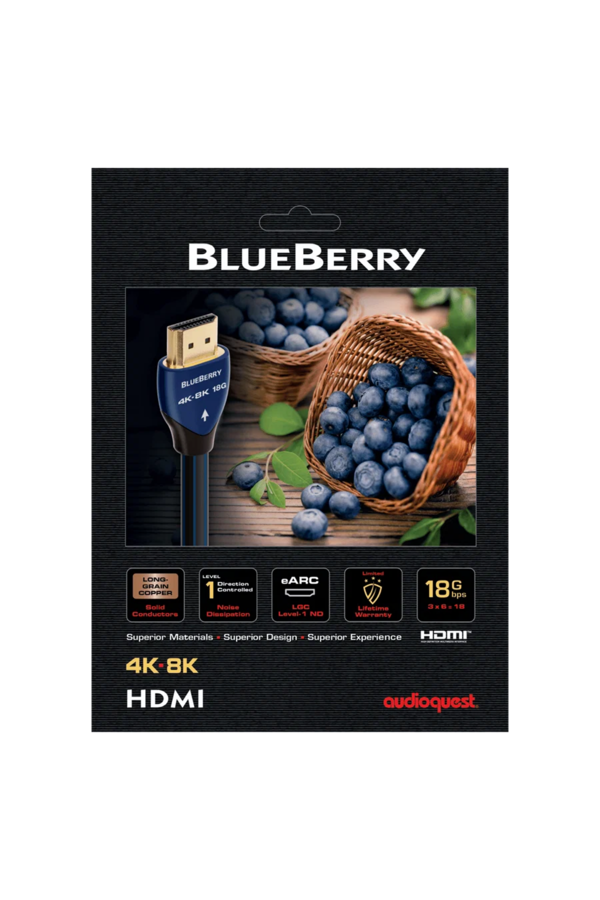 AudioQuest BlueBerry 18 8K HDMI Kablosu 1.5 Metre