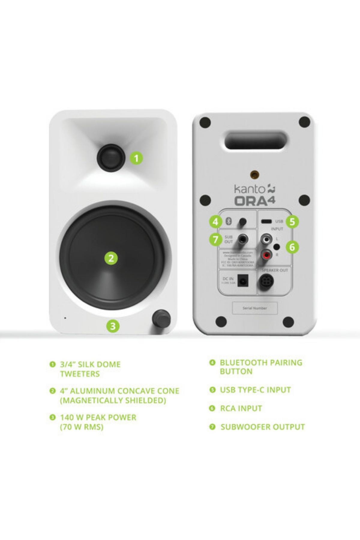 Kanto ORA4 Aktif Bluetooth Hoparlör – Beyaz