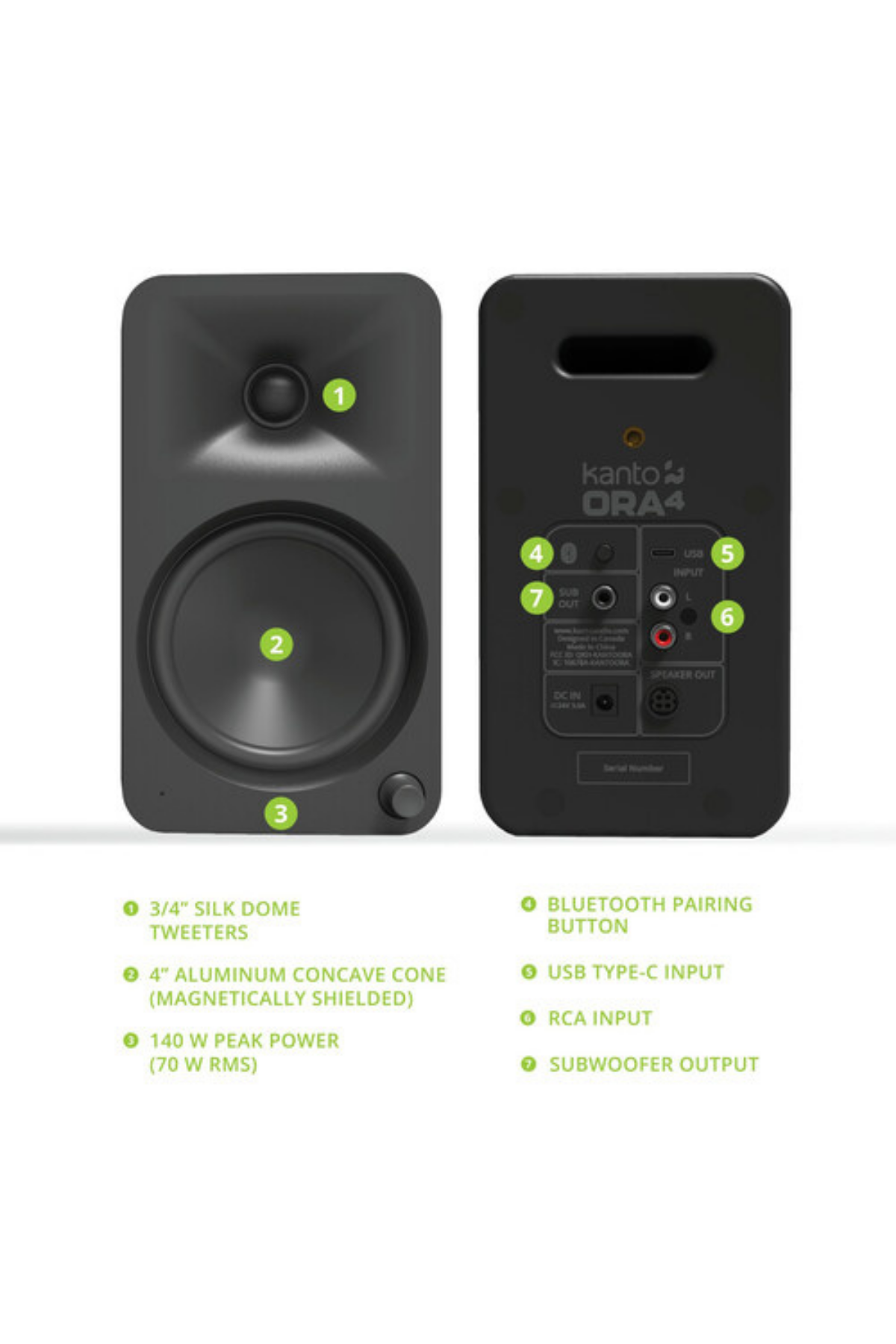 Kanto ORA4 Aktif Bluetooth Hoparlör – Siyah
