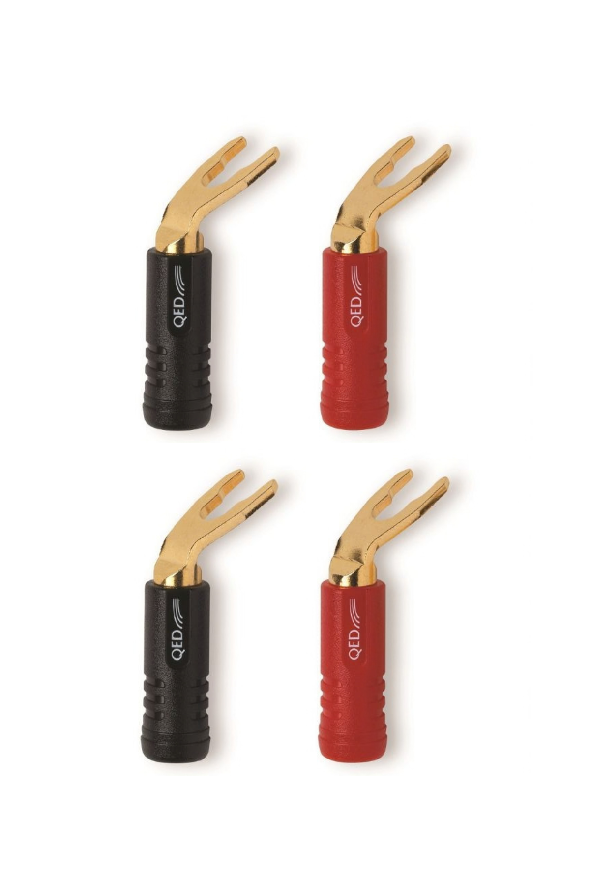 QED Screwloc ABS 6-10mm Spade Hoparlör Konnektörü 4'lü Takım
