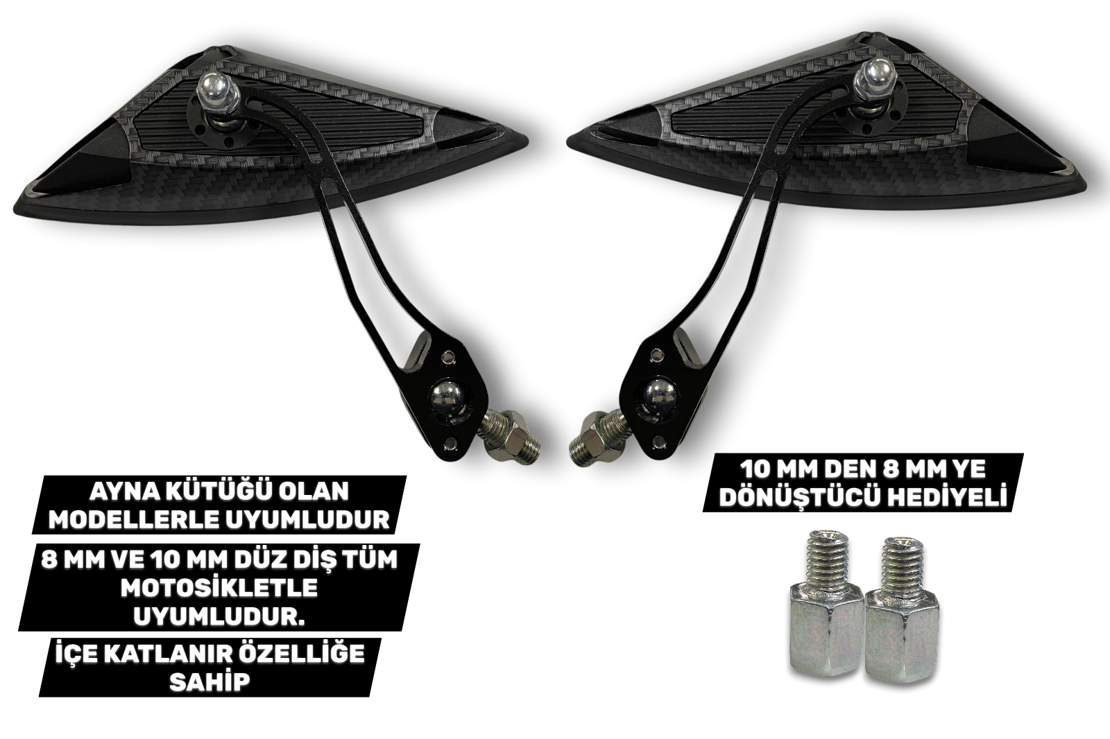 AYNA karbon MODİFİYE 10MM ADAPTÖR 8MM