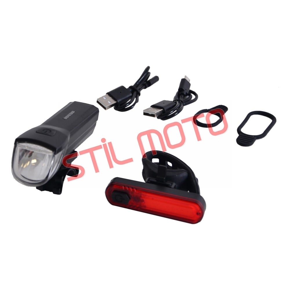 BİSİKLET ÖN - ARKA FAR STOP SETİ USB ŞARJLI 