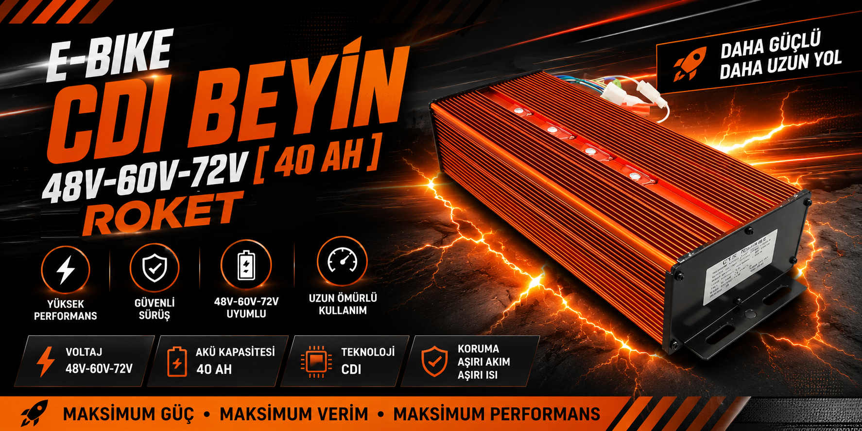 E-BIKE CDI BEYİN 3 TEKERLİ [ 55 AH ] ROKET