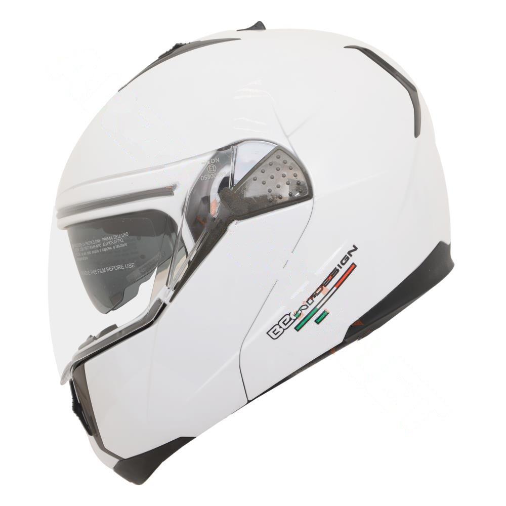 KASK ÇENE AÇILIR GÖZLÜKLÜ BEON BEYAZ [ S ]