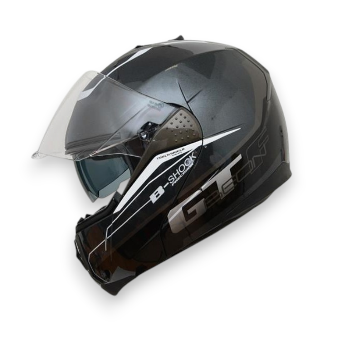 KASK ÇENE AÇILIR GÖZLÜKLÜ BEON GRİ  SİYAH[ L ]