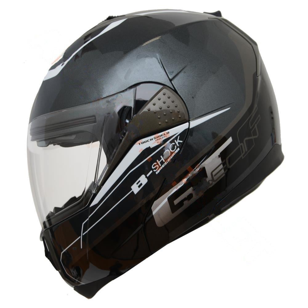 KASK ÇENE AÇILIR GÖZLÜKLÜ BEON GRİ-SİYAH [ S ]
