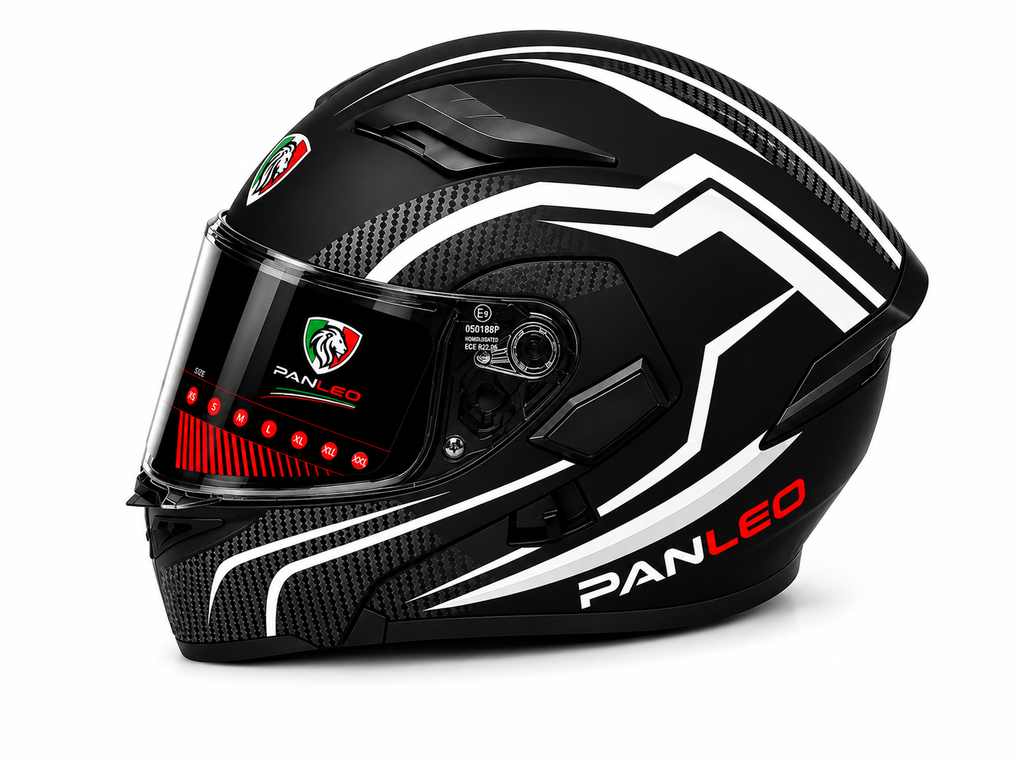 KASK PANLEO ÇENE AÇILIR MAT SİYAH-C1 WHITE (XXL)