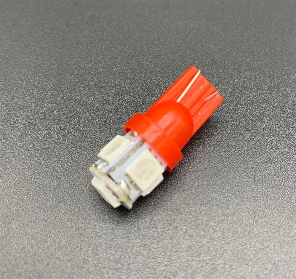 LED AMPÜL 12V DİPSİZ T10 5 LED KIRMIZI