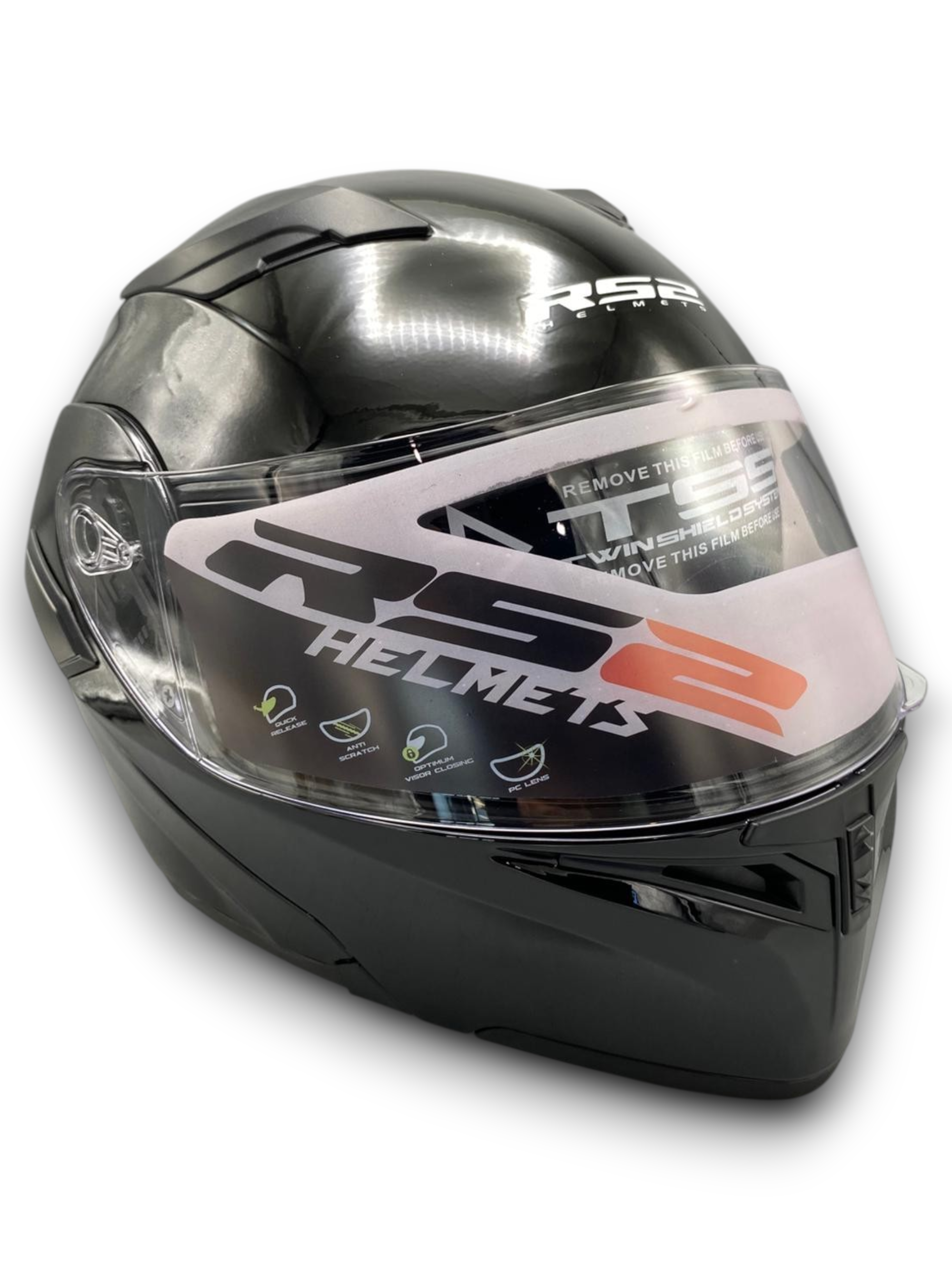 RS2 KASK ÇENE AÇILIR GÜNEŞ VİZÖR (GLOS BLACK) (L)