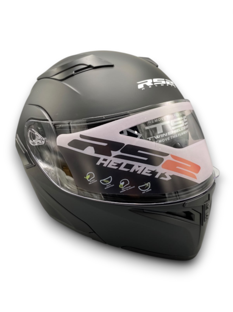 RS2 KASK ÇENE AÇILIR GÜNEŞ VİZÖRLÜ (MAT BLACK)(XL)