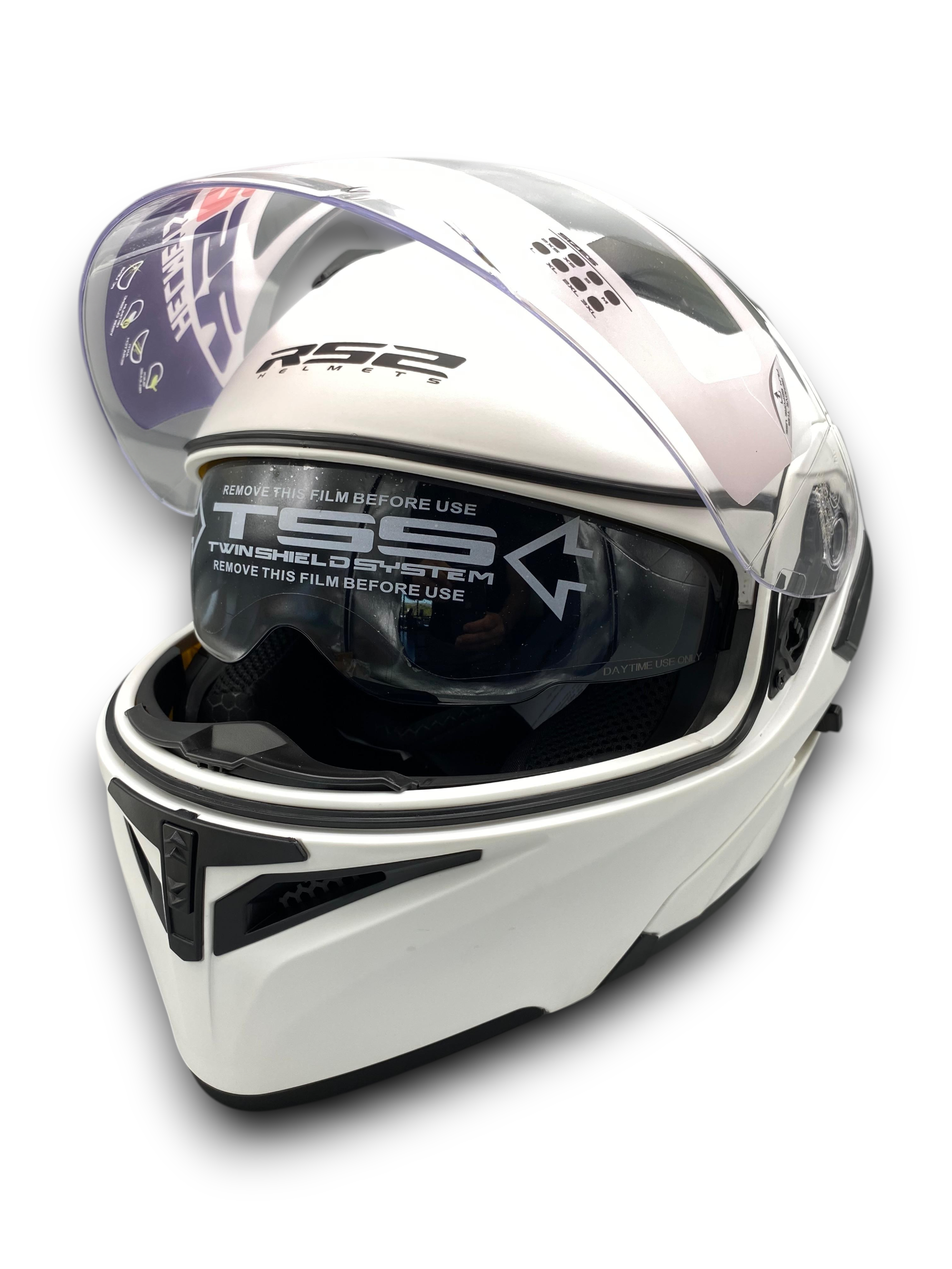 RS2 KASK ÇENE AÇILIR GÜNEŞ VİZÖRLÜ (MAT-WHİTE) (S)