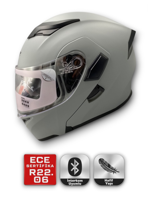 RS2 KASK ÇENE AÇILIR GÜNEŞ VİZÖRLÜ (MAT GREY) (L)