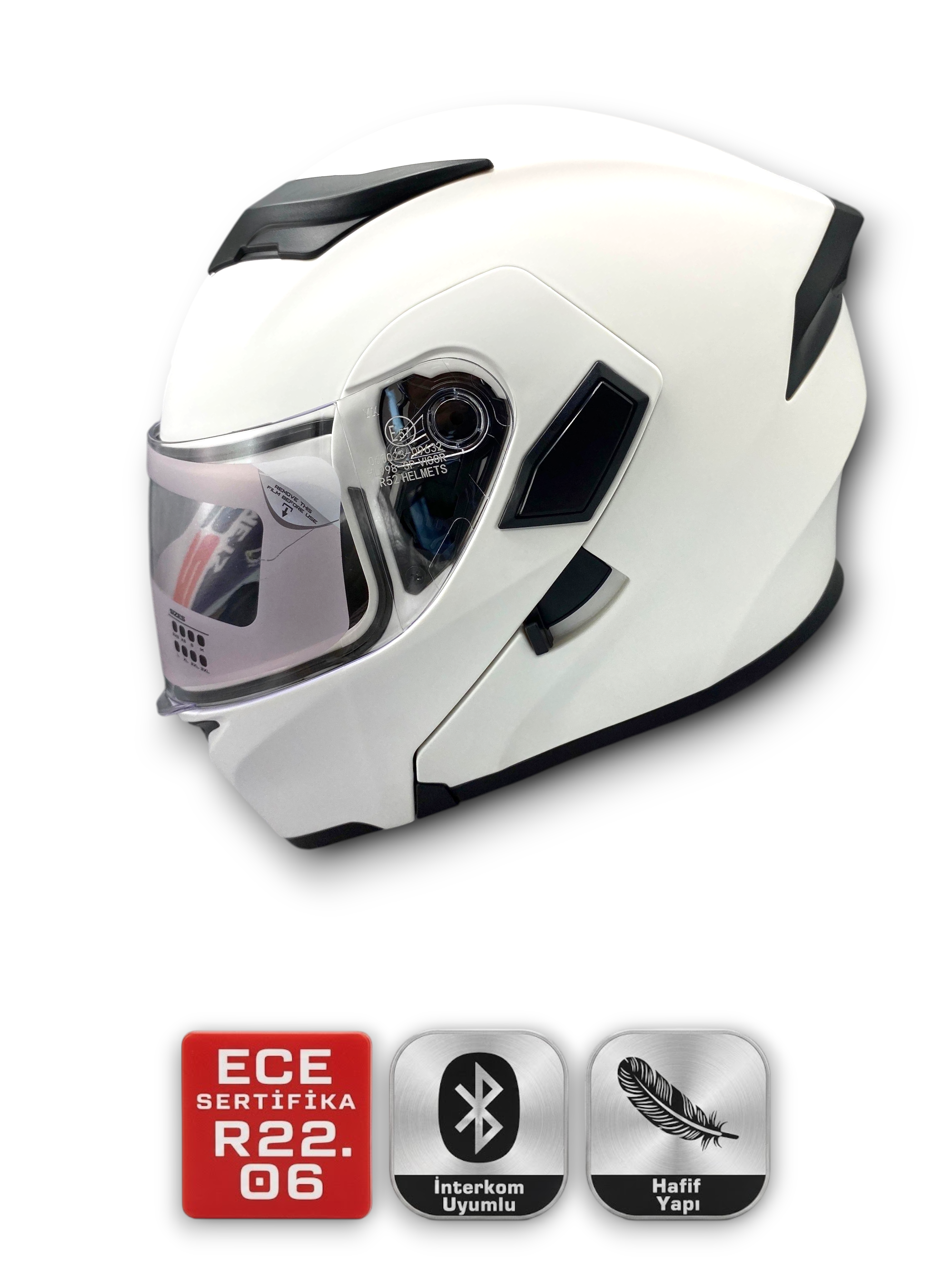 RS2 KASK ÇENE AÇILIR GÜNEŞ VİZÖRLÜ (MAT-WHİTE) (S)