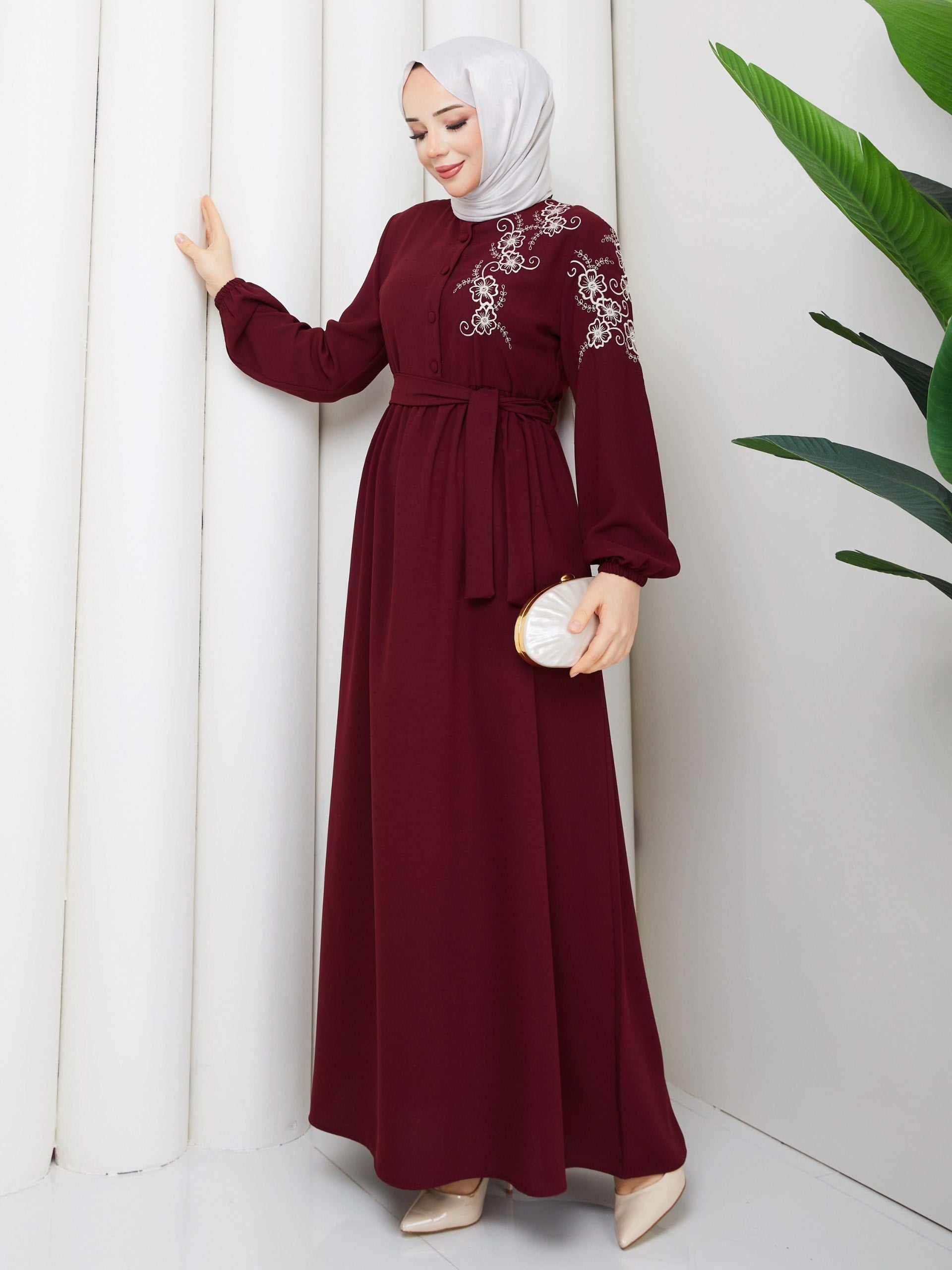  ÇİĞDEM ELBİSE BORDO