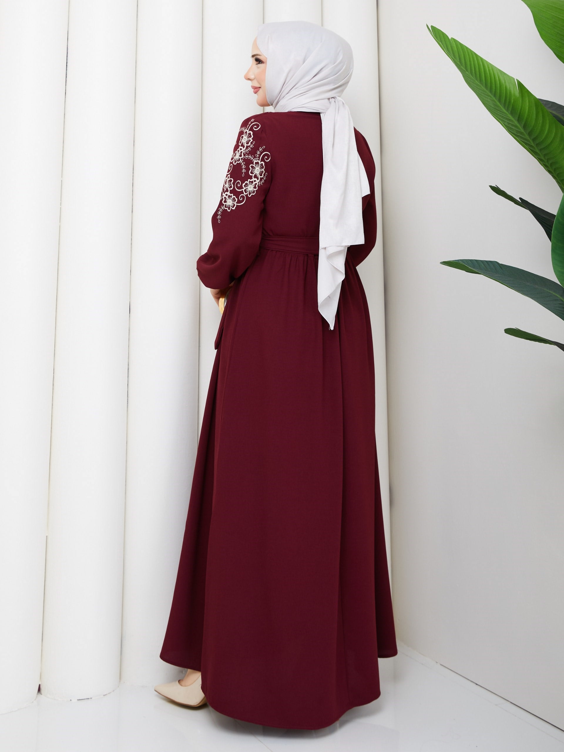  ÇİĞDEM ELBİSE BORDO