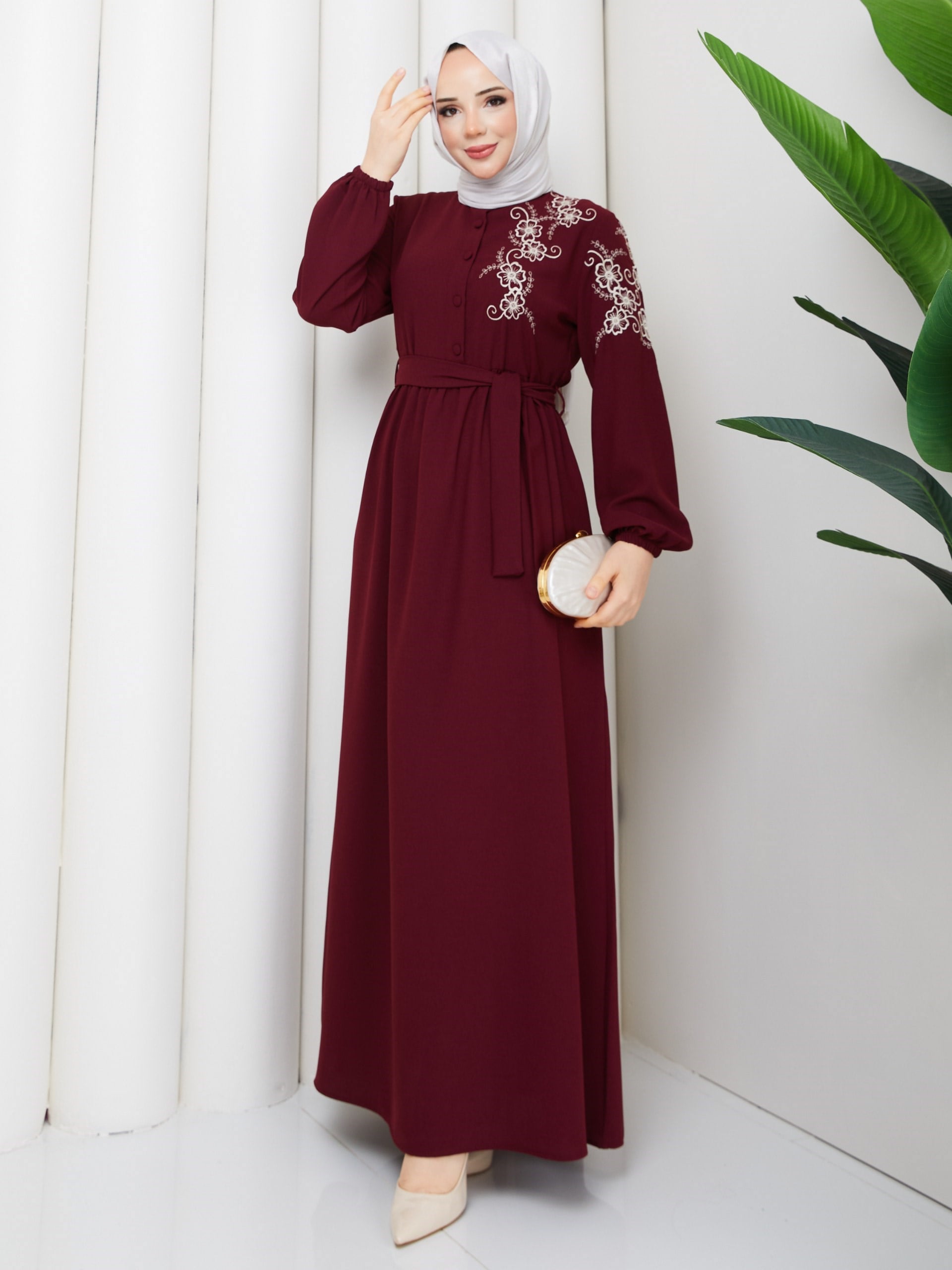  ÇİĞDEM ELBİSE BORDO