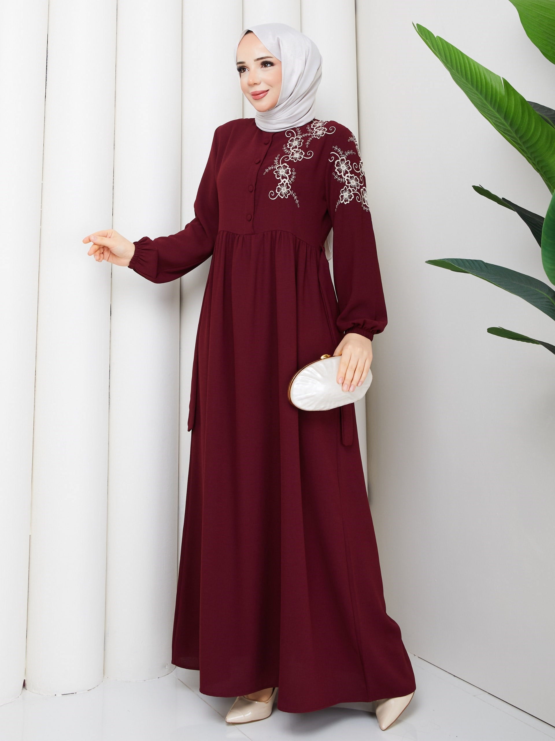  ÇİĞDEM ELBİSE BORDO